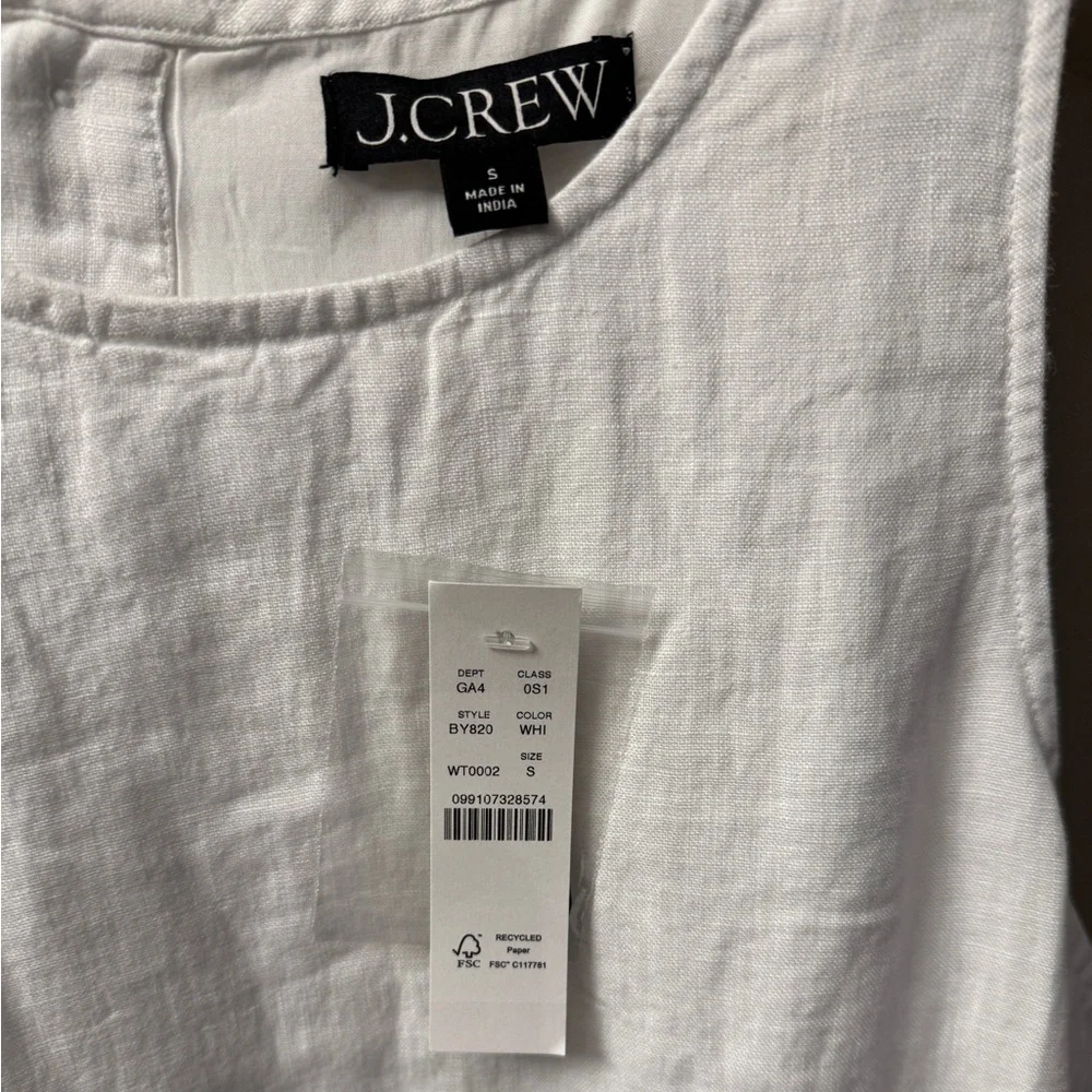 J.Crew Maxine Button Back Linen Shift Dress, White - Picture 5 of 6